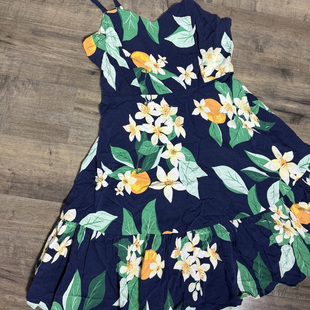 Old Navy Fit and Flare Cami Lemon Floral Dress Size Medium Womens Resort Wear - Picture 3 of 8